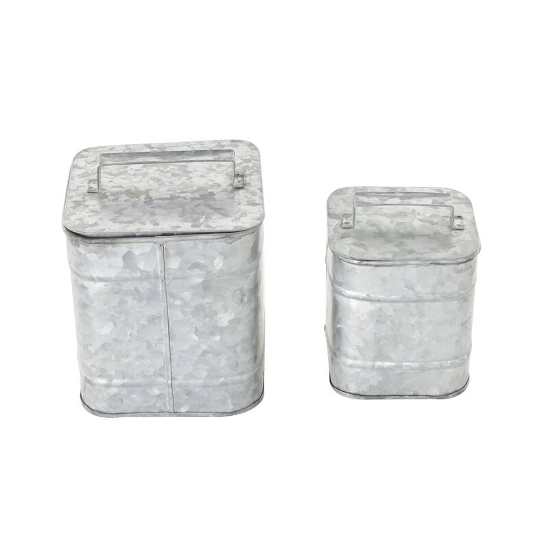 Metal Decorative Canisters - Set of 2 Silver - Roche River Decor