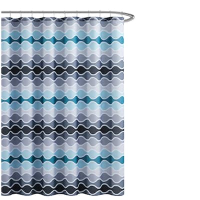 Creative Home Ideas Teal/Charcoal Alistair Patterned Shower Curtain 70x72, 13-Piece Set