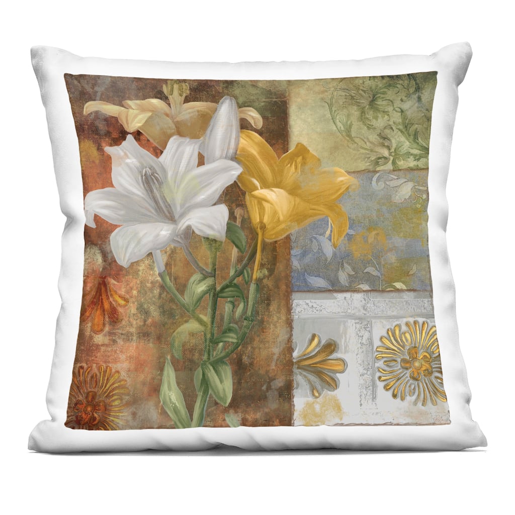 Stupell Blooming Lilies on Tile Pattern Decorative Printed Throw Pillow Design by Sasha