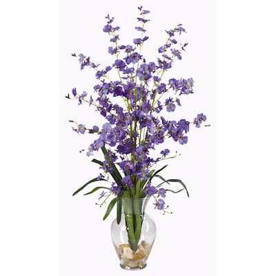 Silk Orchid Arrangement with Vase - 31" Tall Faux Flower Display for Home Decor - 31