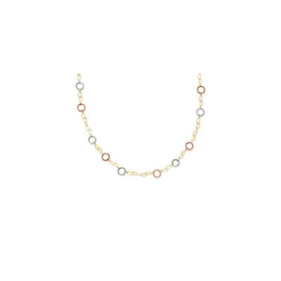 Curata 14k Tri Color Gold Textured Circles Necklace, 18"