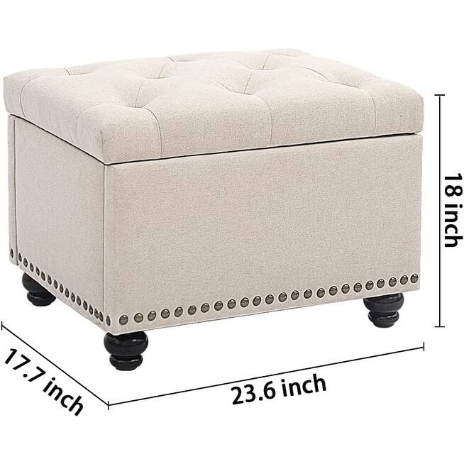 24" or 18" modern Tufted Storage Ottoman Bench, Rectangular Footstool