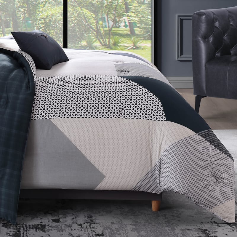 Bebejan Geo Fusion 100% Cotton Sateen 5 Piece Reversible Comforter Set
