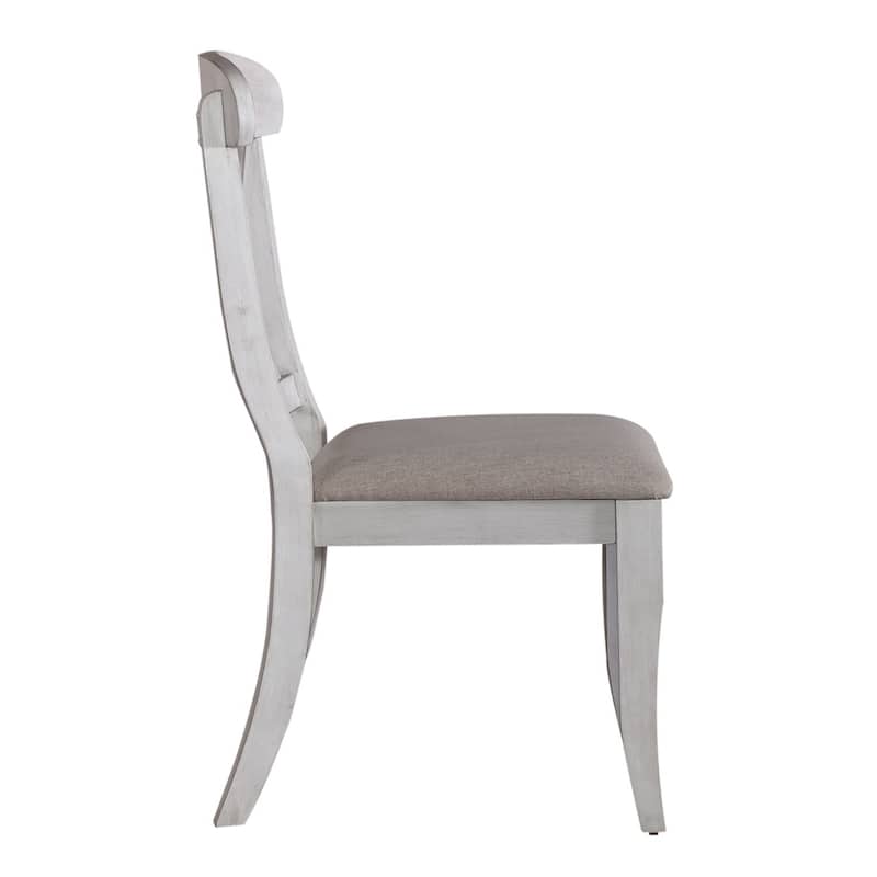 Ocean Isle Antique White Upholstered X Back Side Chair (Set of 2)