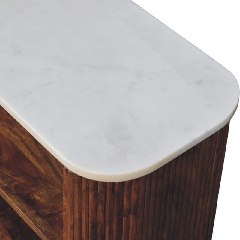 Artisan Furniture Solid Wood Beaumont Marble Shoe Bench ,Brown