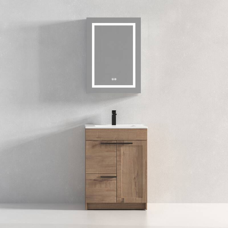 Blossom Hanover 24 Inch Bathroom Vanity with Topmount Ceramic Sink - Oak