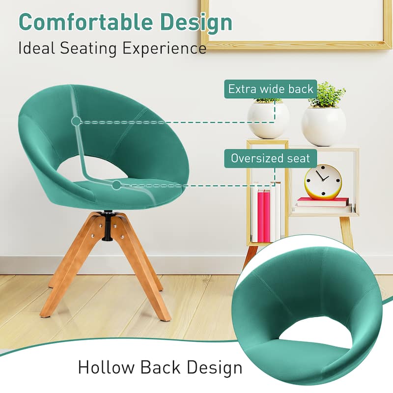Costway Mid Century Modern Swivel Accent Chair Fabric Armchair Velvet - 27'' x 22'' x 32.5''