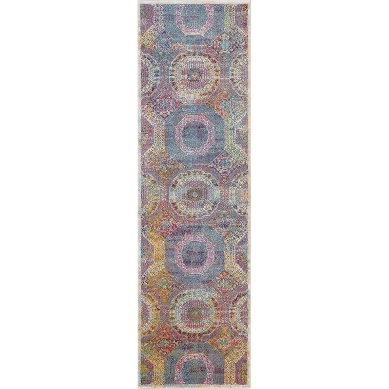 Jema Power Loomed Distressed Geometric Abstract Modern Non Skid Area Rug By HomeRoots - 72' X '24' X '0.5
