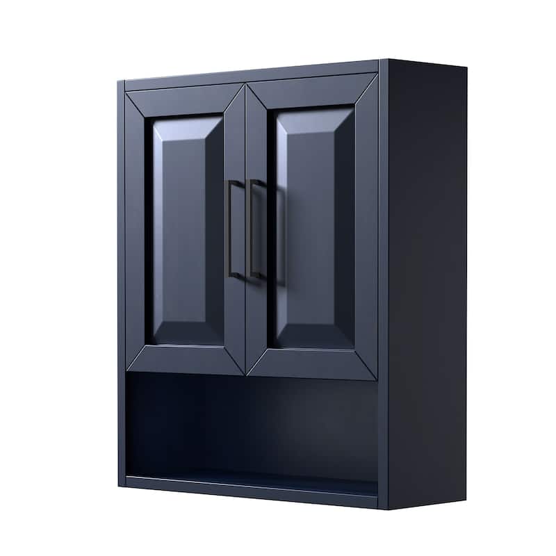 Daria Wall-Mounted Storage Cabinet - Dark Blue, Matte Black Trim