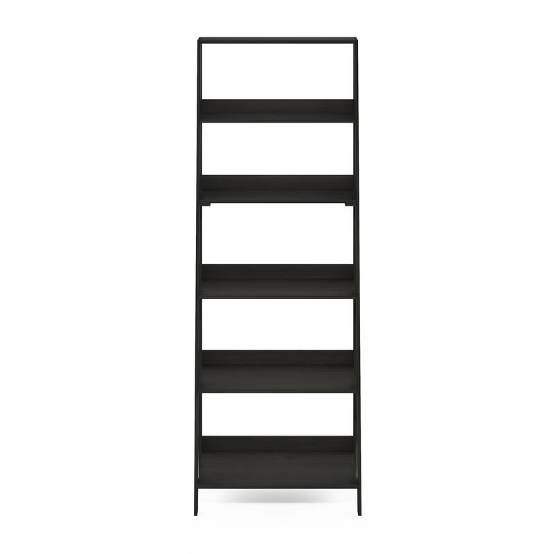 Furinno Ladder Bookcase Display Shelf, 6-Tier, Espresso