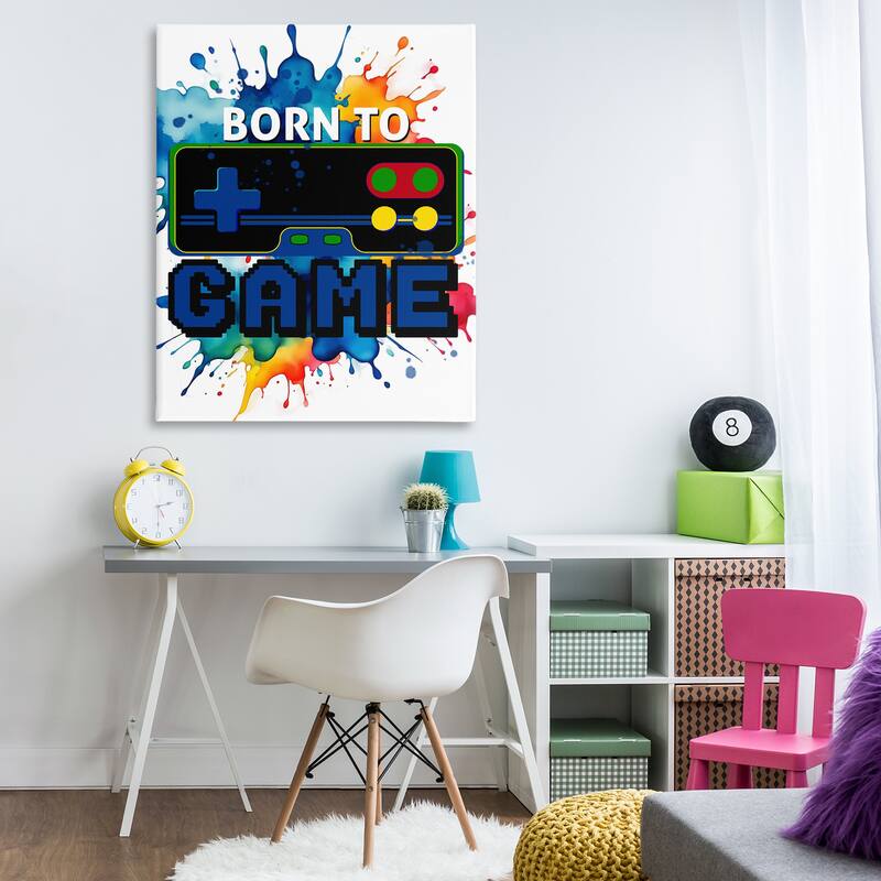 Stupell Born to Game Splash Canvas Wall Art Design By Kim Allen