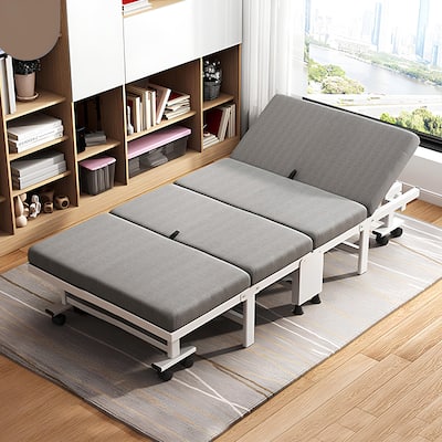 75 Inch Portable Folding Bed with Mattress Rollaway Guest Bed with Memory Foam Mattress