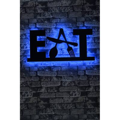 28.3" Handmade Eat Led on Wood Wall Decor