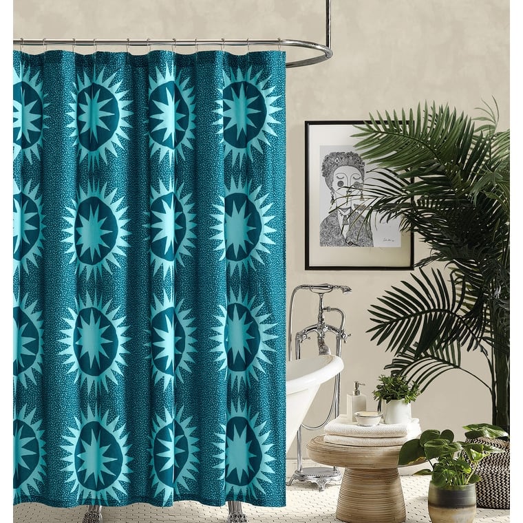 Soleil Fabric Shower Curtain by Jungalow - 72x72" - Turquoise