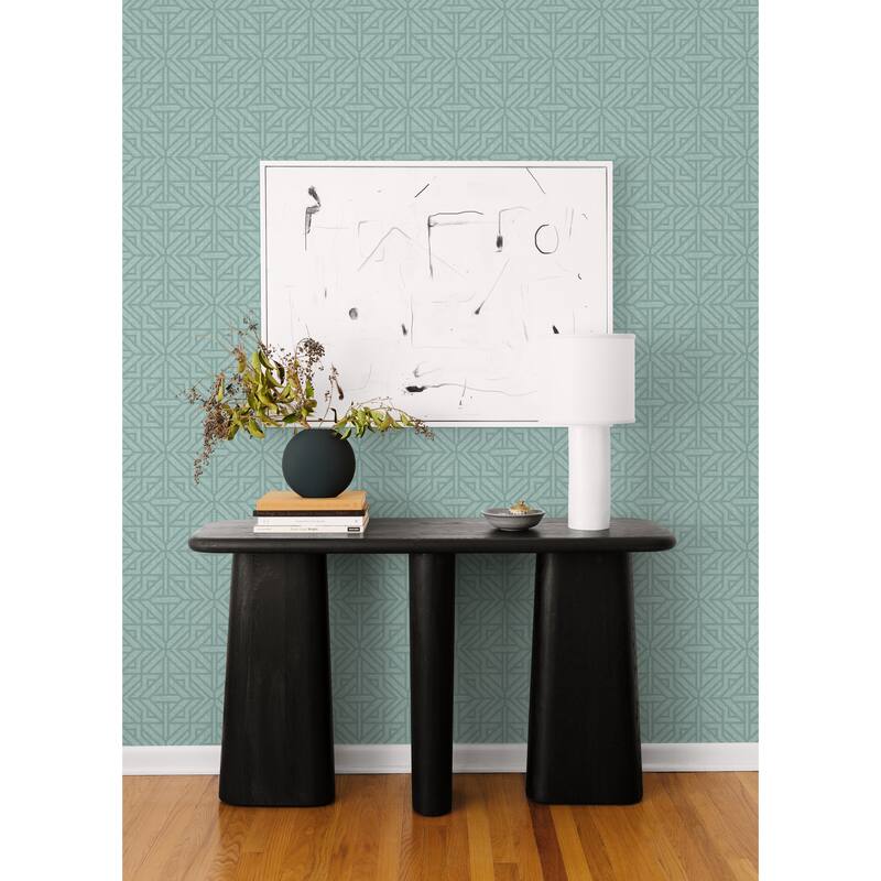 A-Street Prints Hesper Teal Geometric Wallpaper