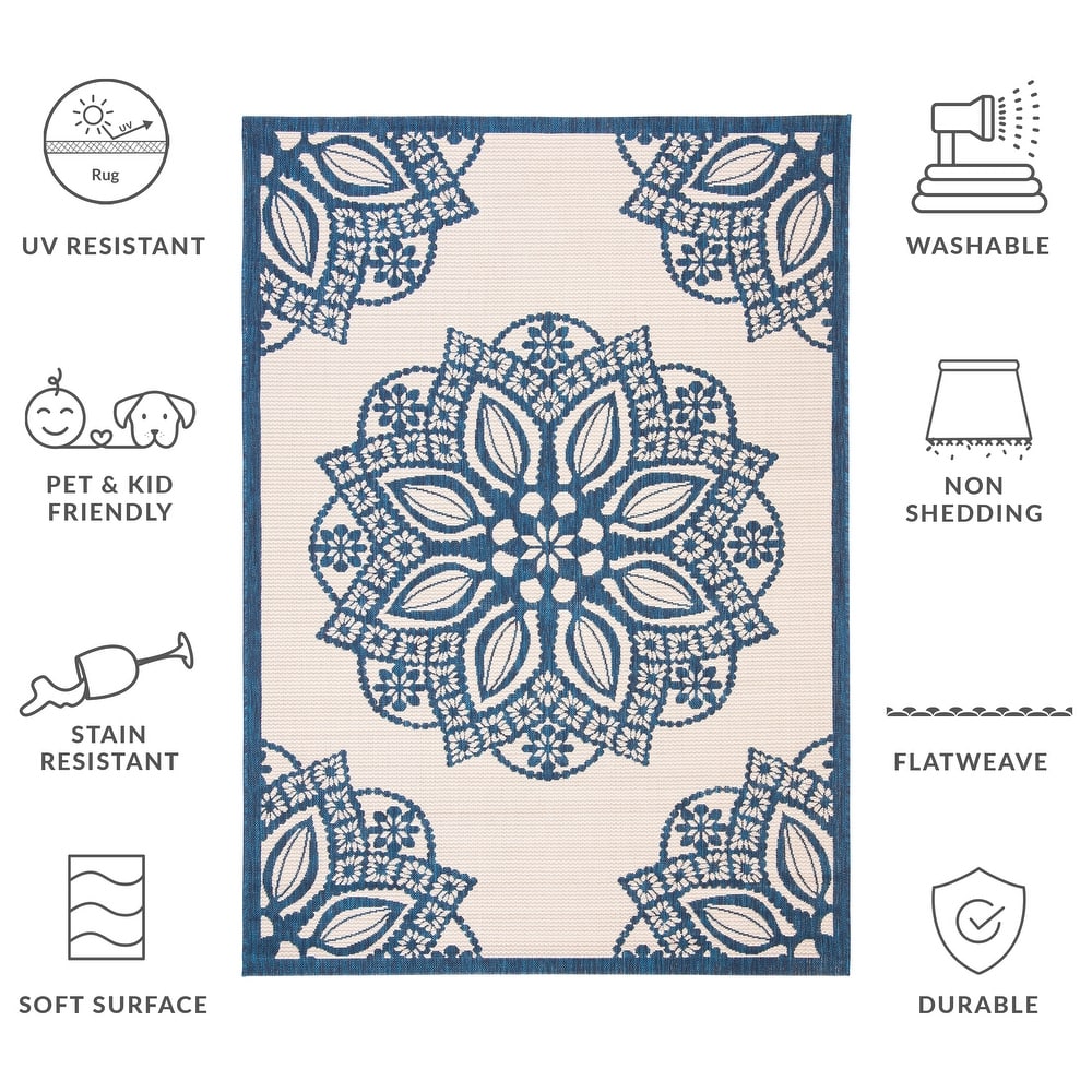 SAFAVIEH Courtyard Bosiljka Waterproof Backyard Patio Rug