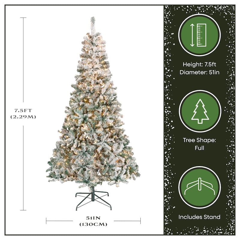 National Tree Company 7.5 ft. Acacia Flocked Tree with Clear Lights - 7.5 Foot