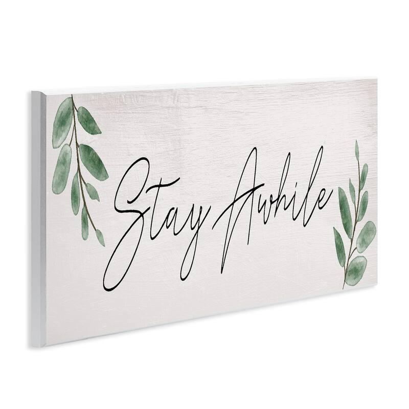 Stupell Stay Awhile with Plant Sprigs Wall Plaque Art Design By Lil' Rue