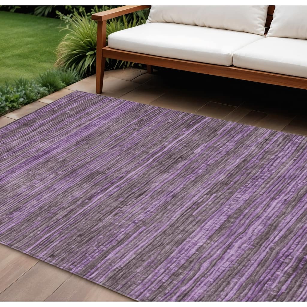 HomeRoots Striped Transitional Rectangle Outdoor Rug