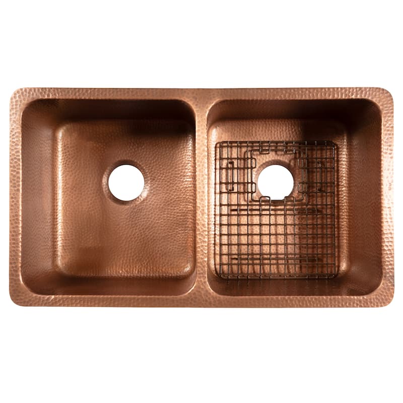 Rivera Copper 32" Double Bowl Undermount Kitchen Sink