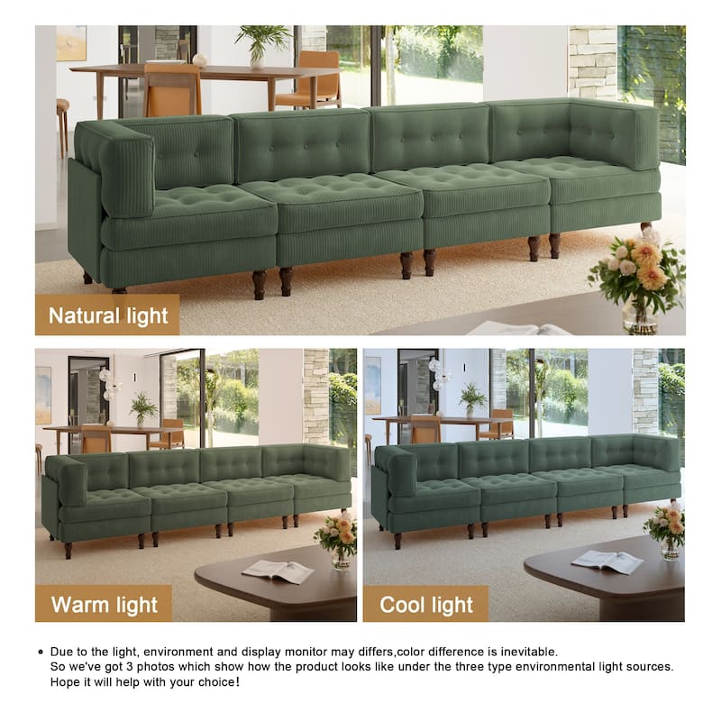 Oversized Modular Sectional Corduroy Fabric Tufted Sofa