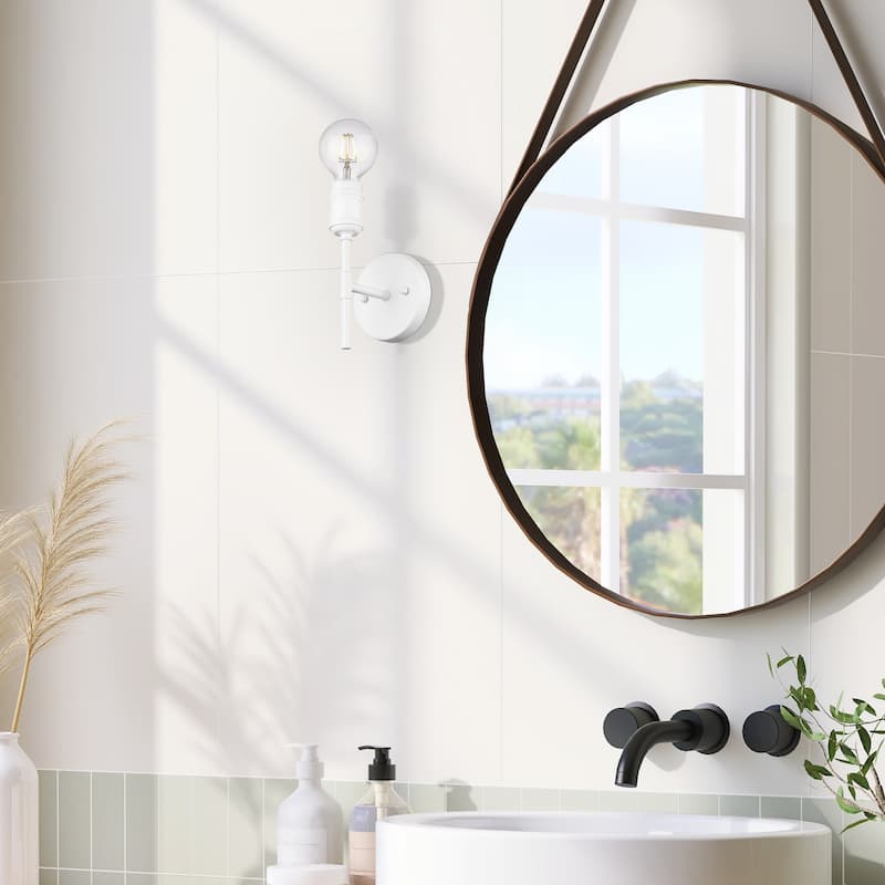 Wry Lighting Axel 1-light Wall Sconce in Matte White