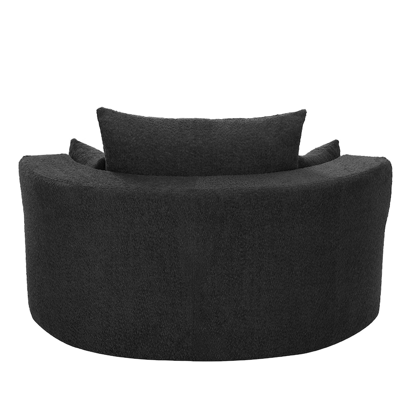 Roomfitters Swivel Barrel Chair with 3 Removable Pillows, Round Accent Chair for Living Room, Bedroom or Office, Black