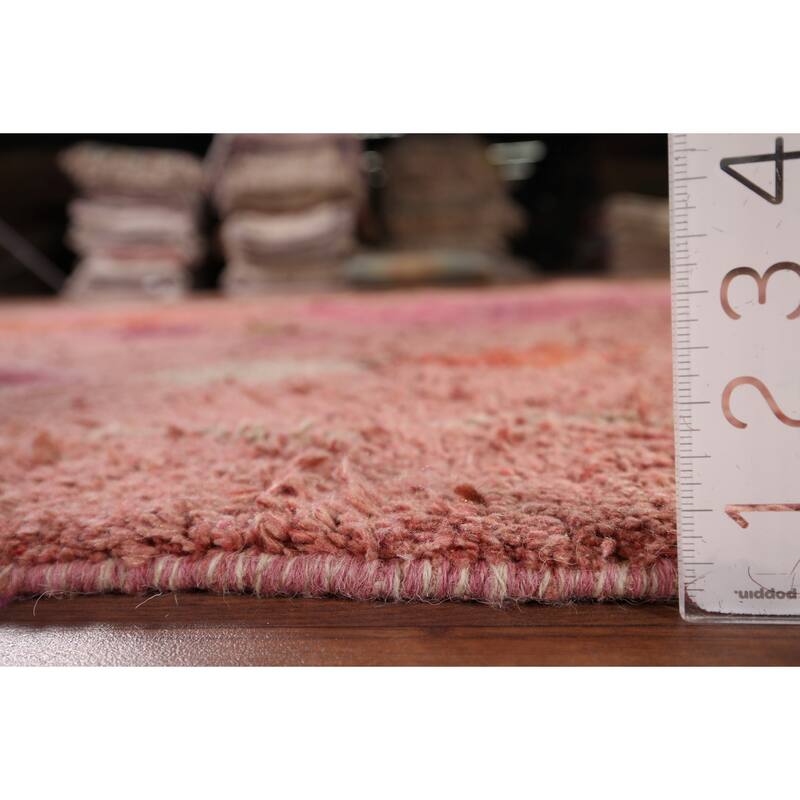 Pink Plush Moroccan Oriental Area Rug Handmade Wool Carpet - 5'11" x 10'0"