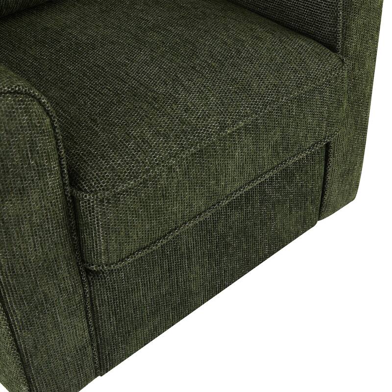Chenille 360° Swivel Barrel Chair with Side Pockets, Ergonomic Support, and Removable Cushions