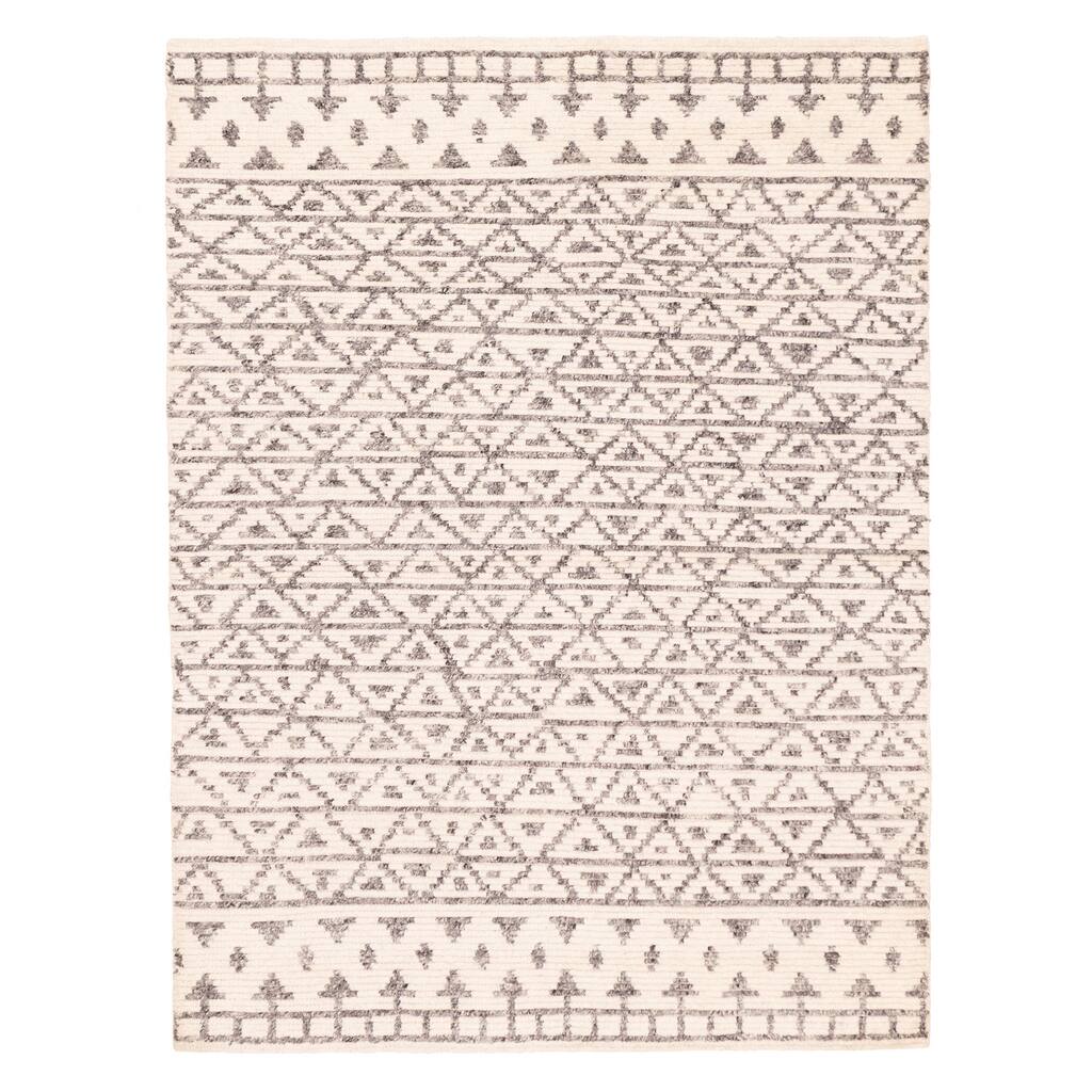 ECARPETGALLERY Hand-knotted Tangier Cream Wool Rug - 5'3 x 7'5