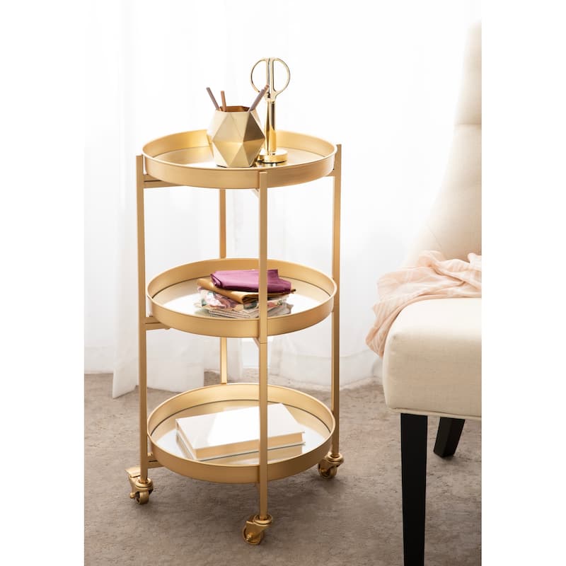 Kate and Laurel Celia Round Metal Bar Cart