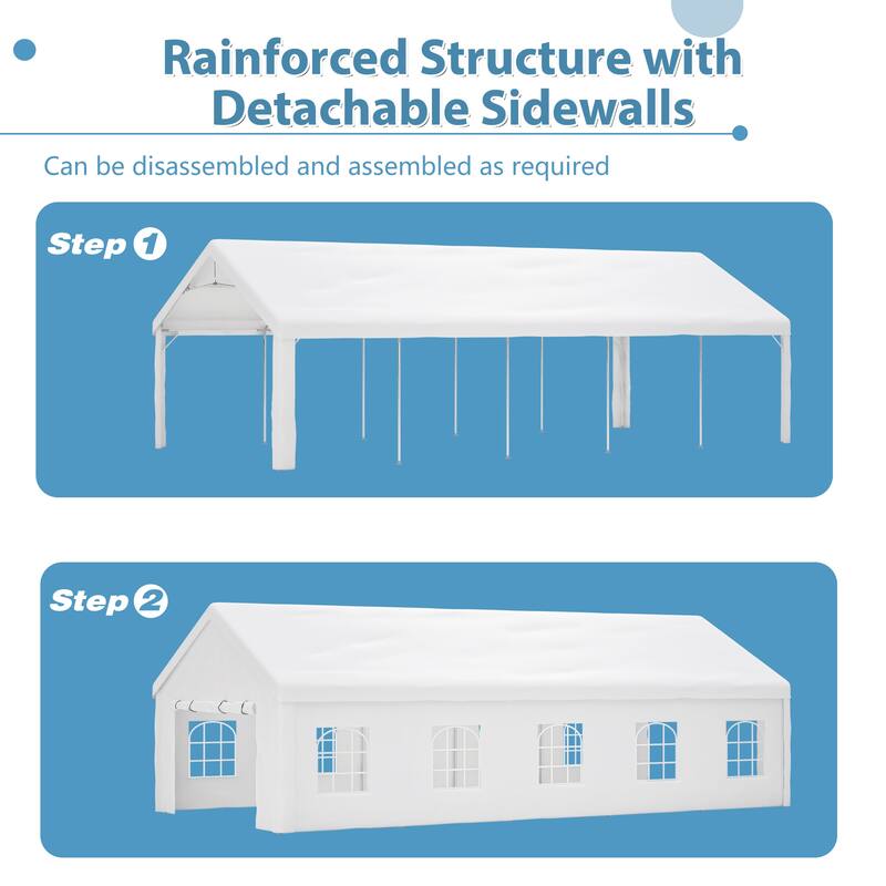 16x32FT Party Tent Heavy Duty, Large Wedding Event Shelters with 3 Storage Bags & Removable Sidewalls