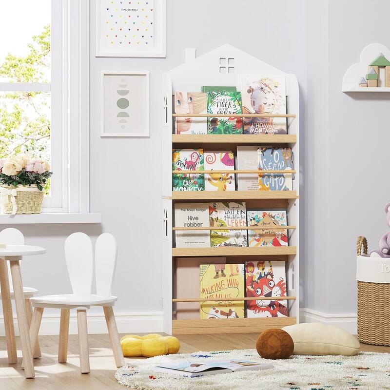 Kids Bookshelf Wall Mounted - 23.62"D x 5.79"W x 51.3"H