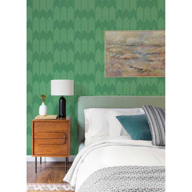 A-Street Prints Nyle Green Chevron Stripes Wallpaper