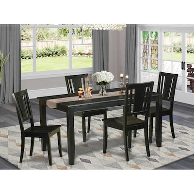 HomeStock 5-Pc Black Finish Solid Wood Top - Dining Room Set - Seats 4