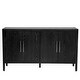 preview thumbnail 4 of 13, Delicate Wood Grain Storage Cabinet 4 Doors Buffet Cabinet Accent Sideboard with Adjustable Shelfs, for Study, Living Room