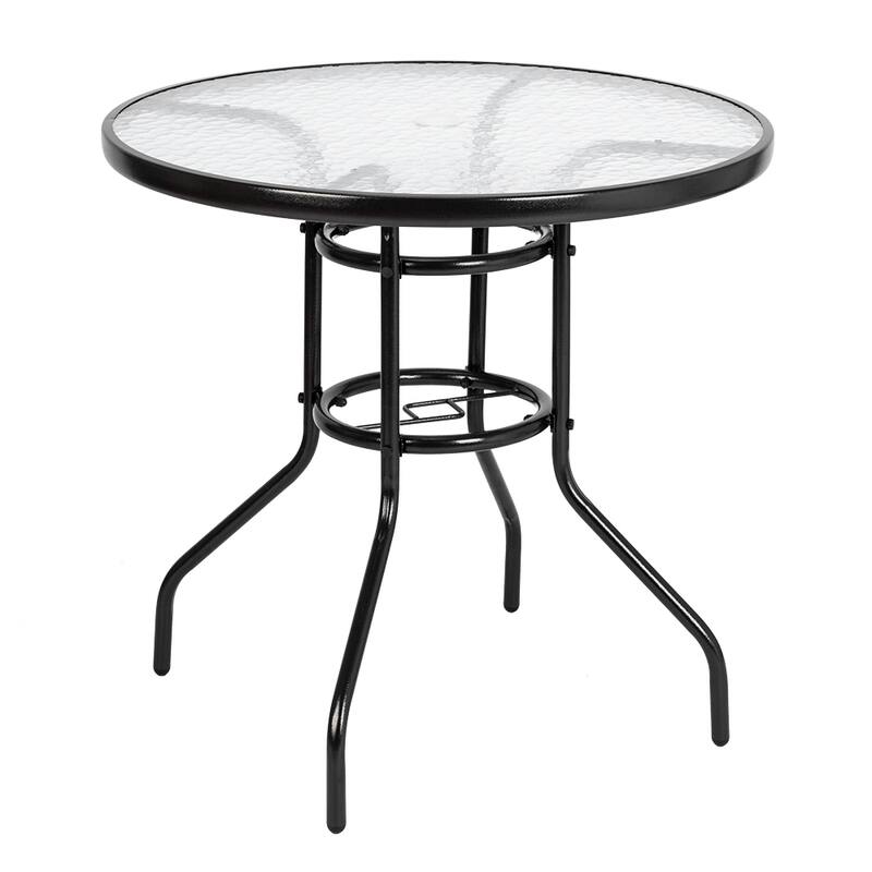 Outdoor Dining Table Round Toughened Glass Table - Dark Chocolate
