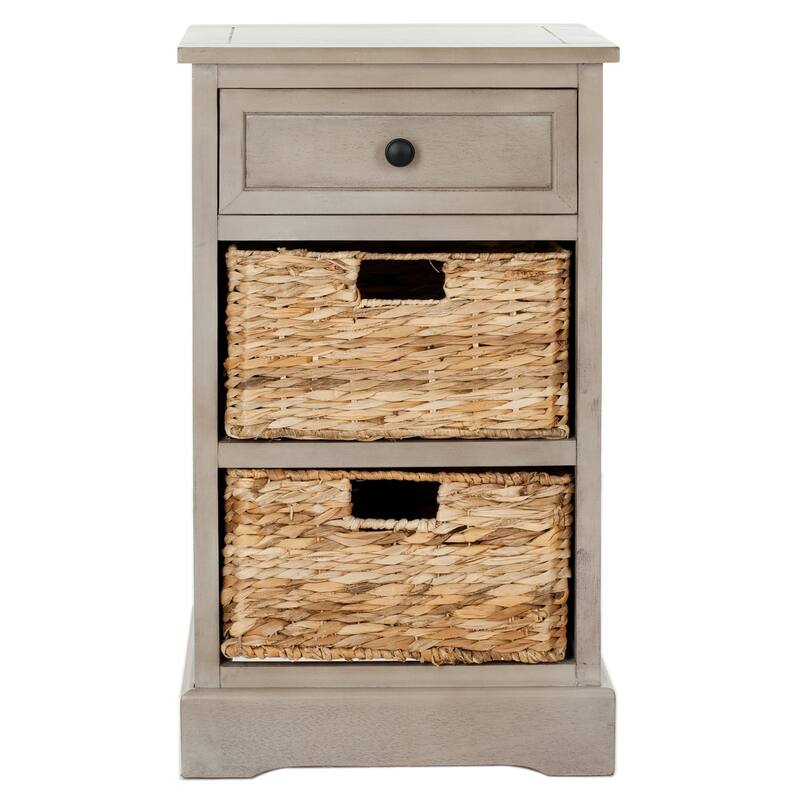 SAFAVIEH Alverta Grey 3-Drawer Storage Table - 15.9" x 13" x 27.6" - 16Wx13Dx26H - Vintage Grey