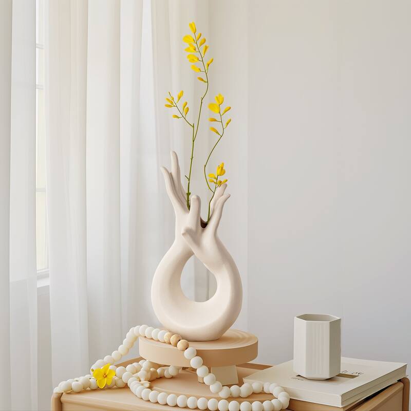 Javlergo Vase Modern Human Hands White Decorative Flower Vases