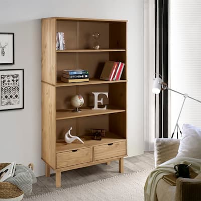 vidaXL Bookshelf Storage Cabinet Shelf for Home Office OTTA Solid Wood Pine - 34.6" x 13.8" x 70.9"