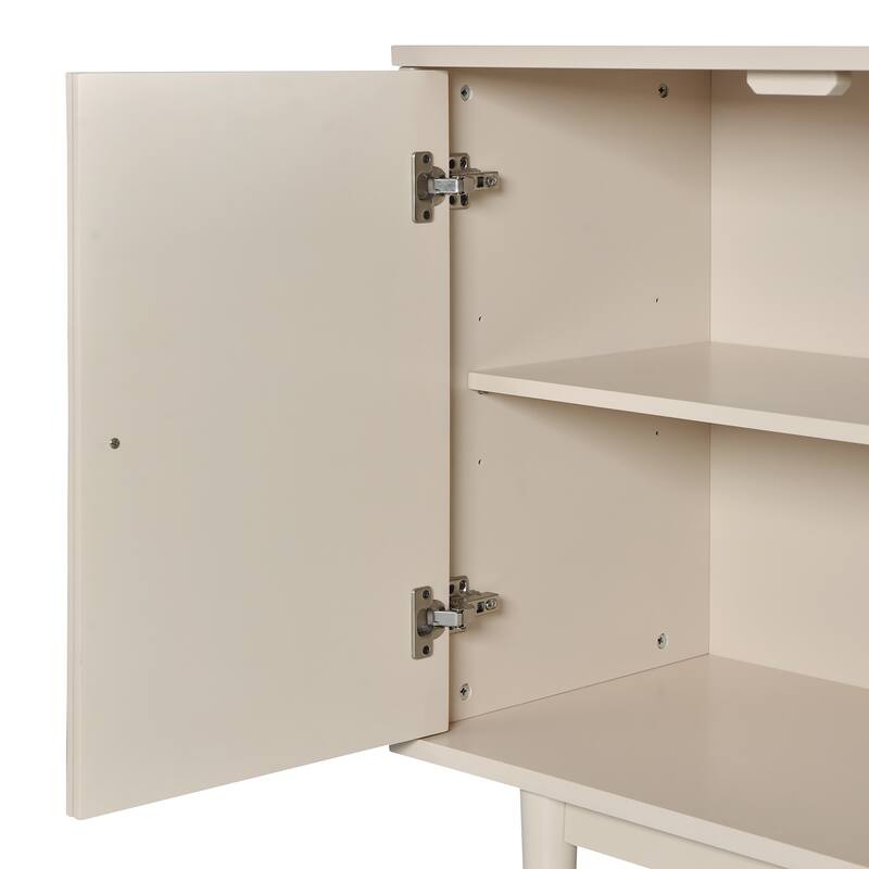 Buffet Cabinet with 4 Convex Pattern Doors, Storage Cabinet with 2 Silver Handle, Sideboard Cabinet with Adjustable Shelves