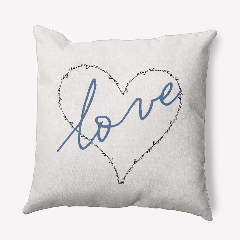 Love with Hugs and Kisses Valentine's Day Decorative Indoor Pillow - 16" x 16" - Cadet Blue