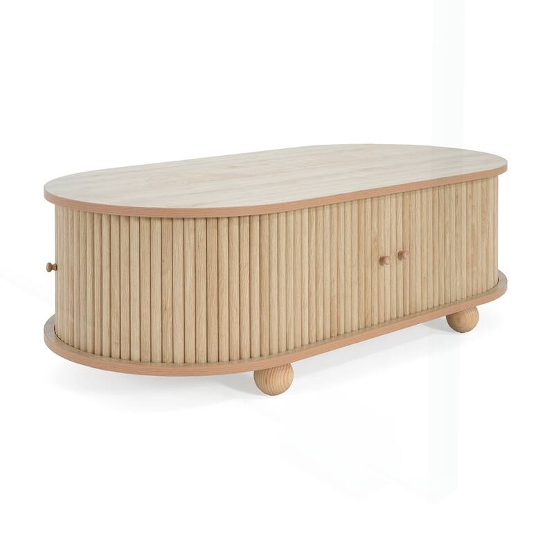 Exquisite Oval Storage Side Table with Retro Appeal