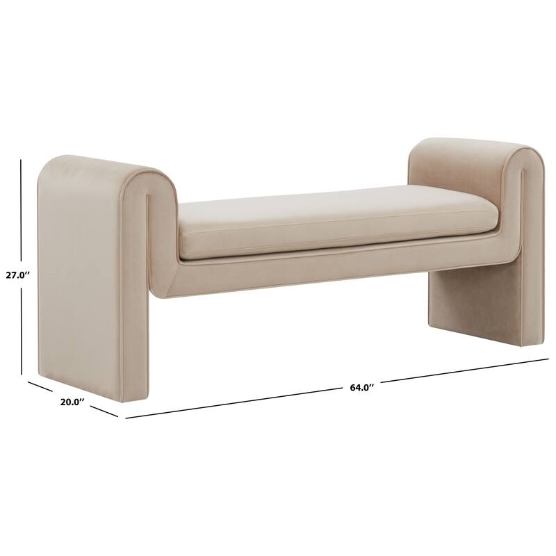 SAFAVIEH Couture Garth Velvet Bench - 64Wx20Dx27H - Light Brown