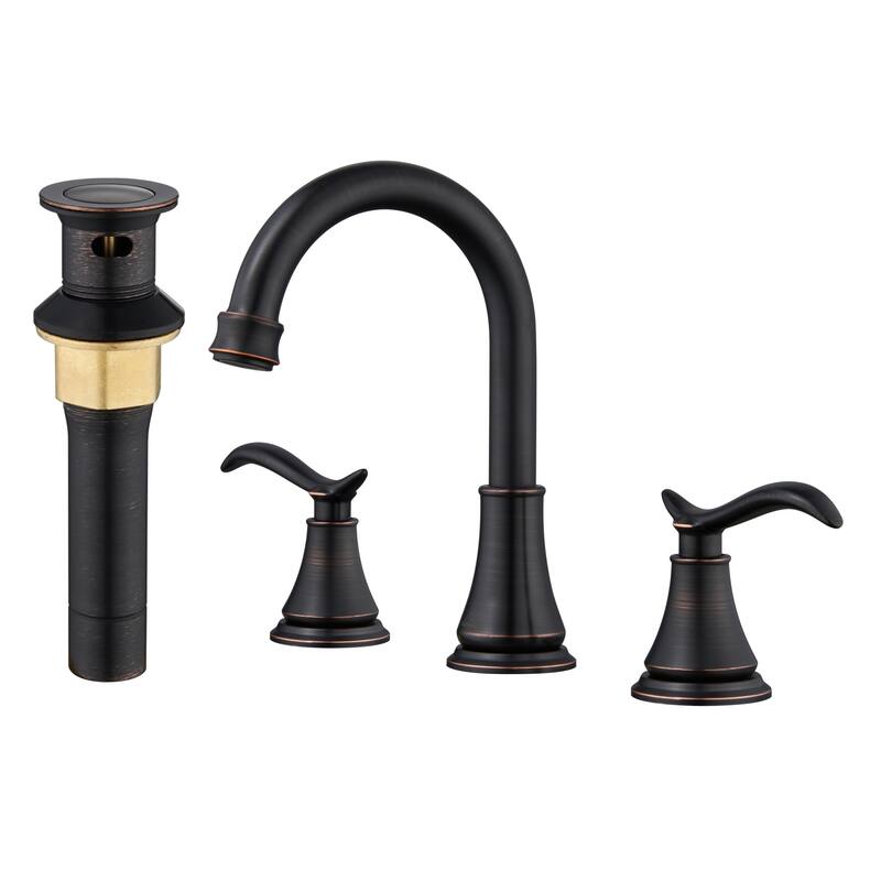 8 in. Widespread Double Handle Bathroom Faucet with Drain Kit Included