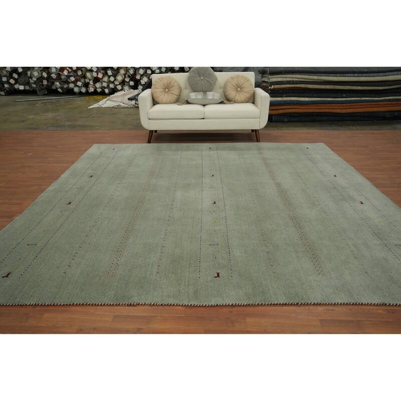 Hand Knotted Oriental 100% Wool Carpet Tribal Animal Pictorial Green Gabbeh Area Rug - 9' 9'' X 10' 0''