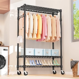 Heavy Duty Rolling Garment Rack 3 Tiers - 17.7"D x 47.2"W x 83.6"H ...