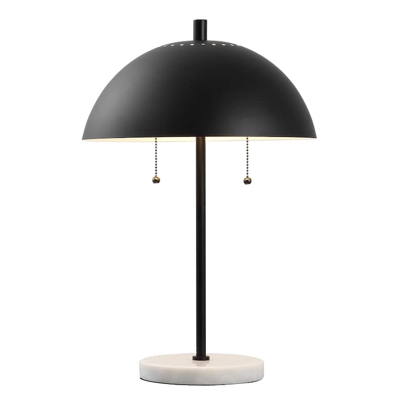 Jennifer 20.7" Dome Metal with Marble Base LED Table Lamp, Gold/White by JONATHAN Y