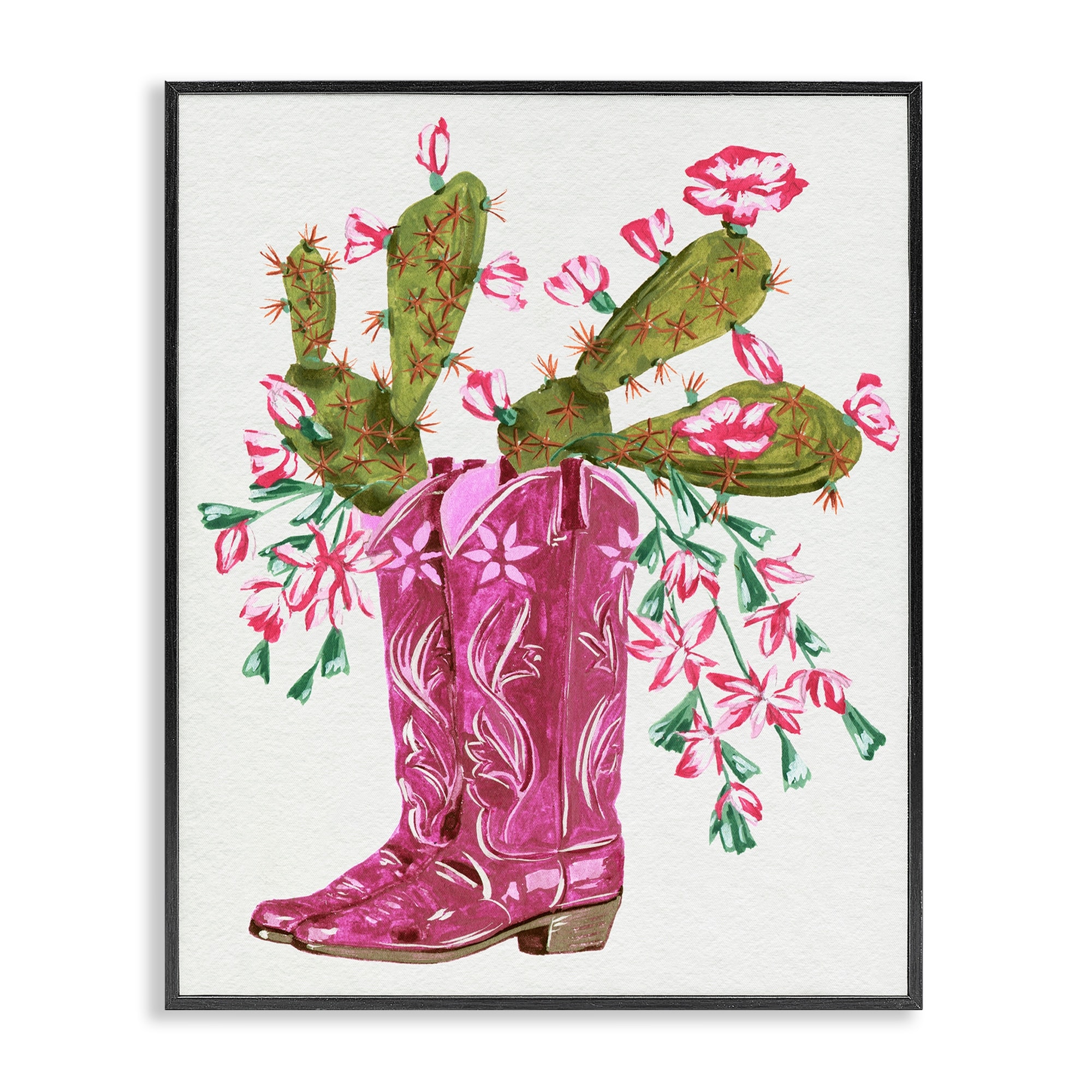 Stupell Cowgirl Boots & Cactus Framed Giclee Art Design By Melissa Wang
