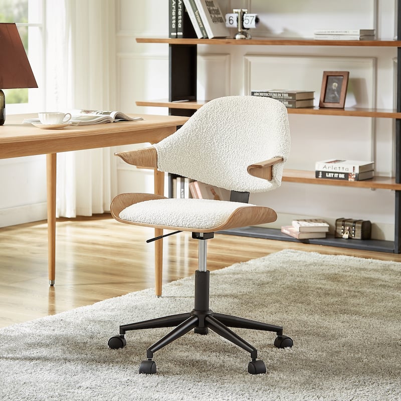 Art Leon Adjustable and Rolling Desk Chair - White Boucle